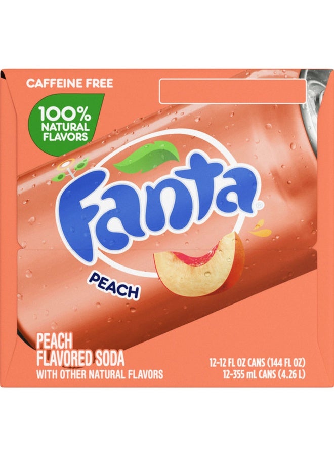 فانتا مشروب غازي فانتا بنكهة الخوخ – مستورد من الولايات المتحدة – عبوة 12 قطعة (355 مل لكل قطعة) - Image 4